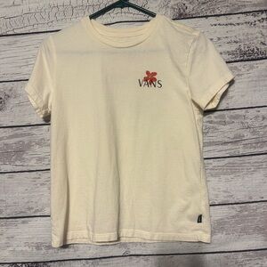 Vans Floral Logo Graphic Tee Medium Off White